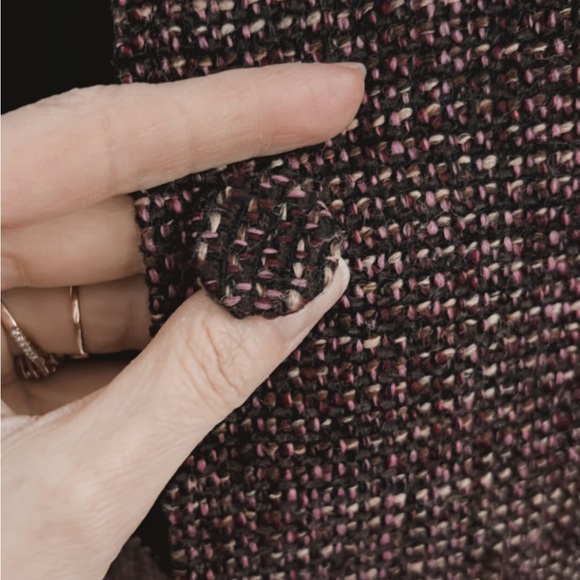 Ann Taylor Wool Tweed Two Piece Set Blazer Skirt Fringe Women 6 Office Feminine - Picture 14 of 16